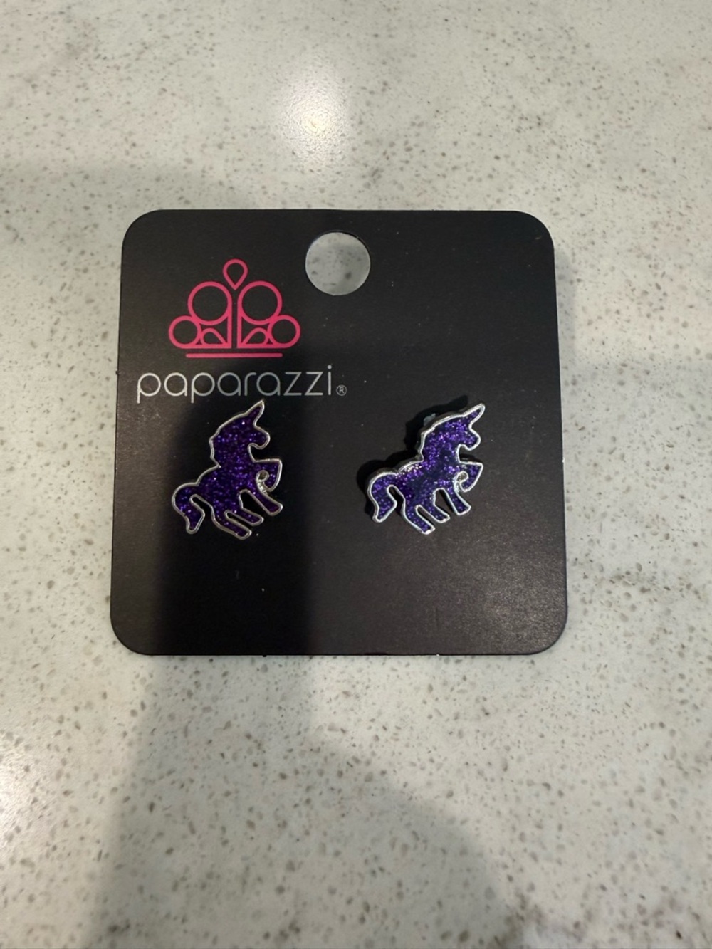 paparazzi Purple Glitter Unicorn Stud Earrings